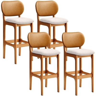 Kit 4 Banquetas Alta Betta Imbuia Whisky Linho Cru