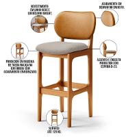Kit 4 Banquetas Alta Betta Imbuia Whisky Linho Bege - 6