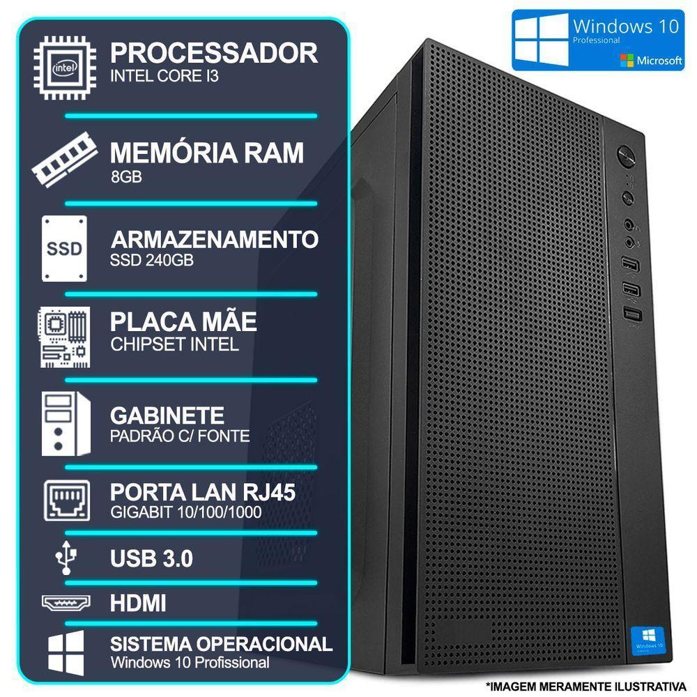Computador Desktop Intel Core I3, 8gb Ram, Ssd 240gb, Hdmi, Windows 10 Pro 64 Bits - 2