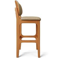 Kit 5 Banquetas Alta Betta Imbuia Linho Bege Escuro - 3