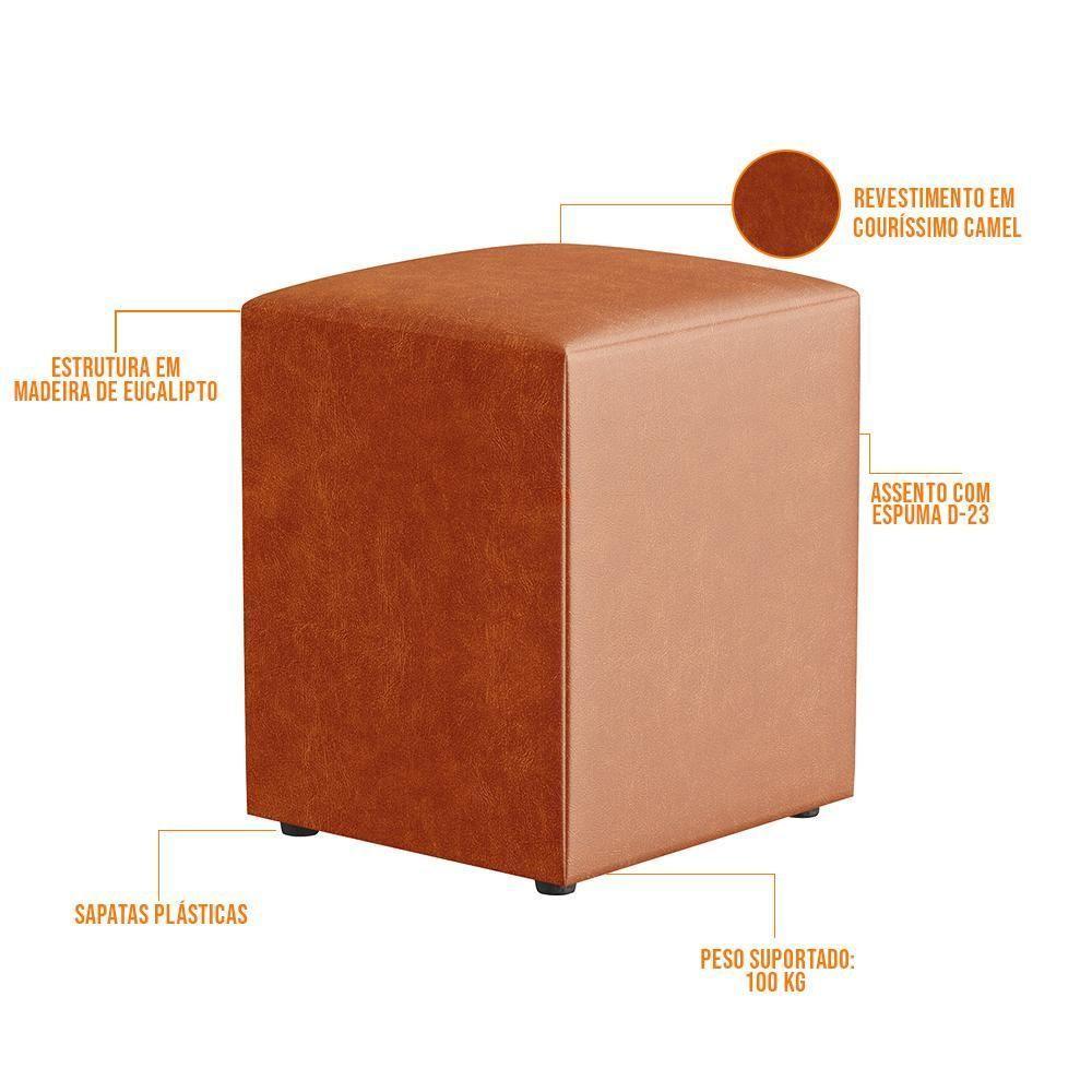 Kit 02 Puffs Quadrado L02 Couríssimo Camel - 4
