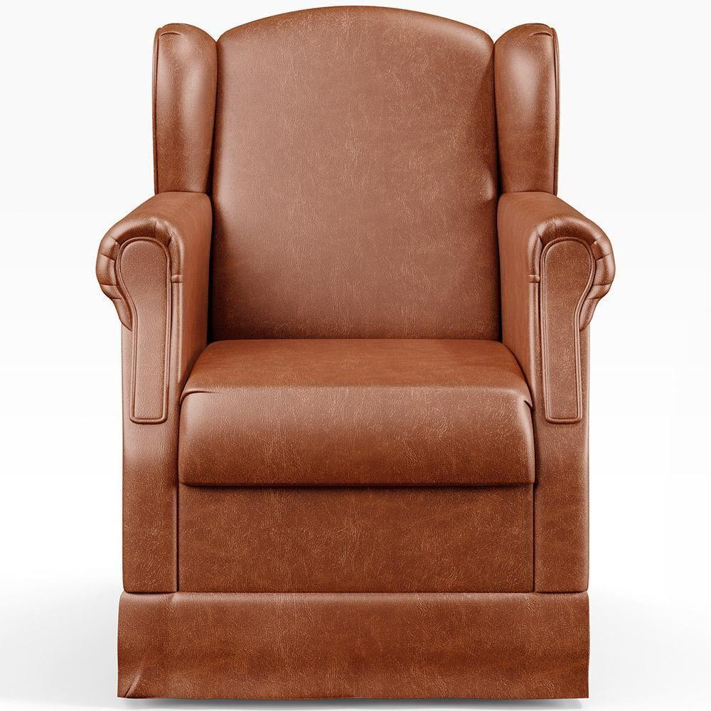 Poltrona Com Balanço E Puff Elisa P02 Couríssimo Camel - 4