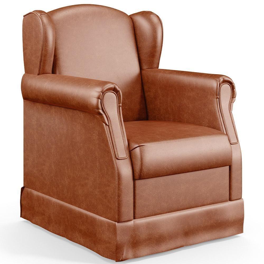 Poltrona Com Balanço E Puff Elisa P02 Couríssimo Camel - 7