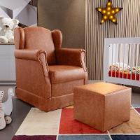 Poltrona Com Balanço E Puff Elisa P02 Couríssimo Camel - 8