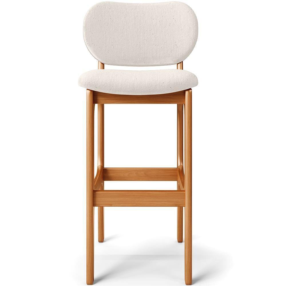 Kit 3 Banquetas Alta Betta Imbuia Linho Cru - 4