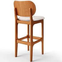 Kit 3 Banquetas Alta Betta Imbuia Linho Cru - 2