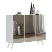 Aparador Buffet 4 Portas Com Espelho Retrô Vegas V3559 Branco Branco - 1