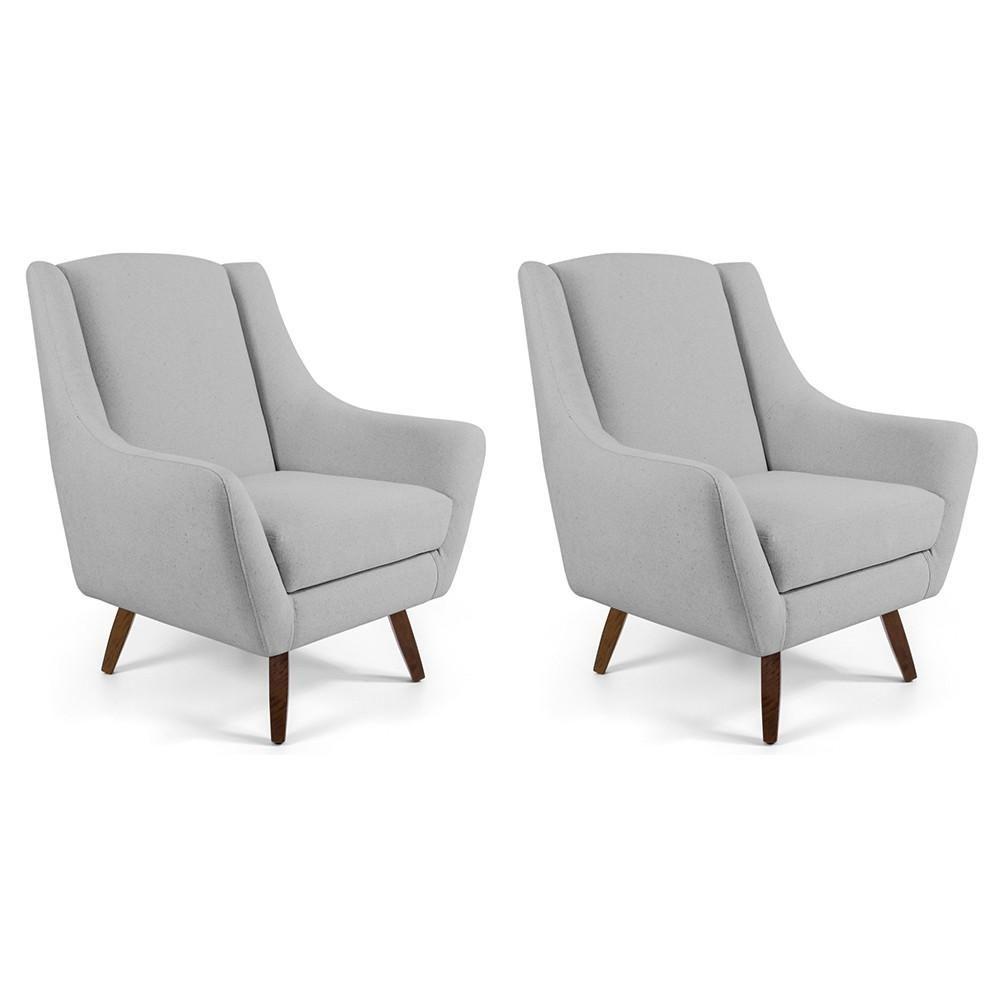 Kit 02 Poltronas Fixa Pés De Madeira Juliet D02 Cru D-316 - 1