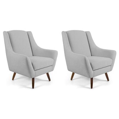 Kit 2 Poltronas Decorativas Juliet D02 Fixa Linho Bege Lyam Decor