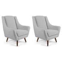 Kit 02 Poltronas Fixa Pés De Madeira Juliet D02 Cru D-316 - 1