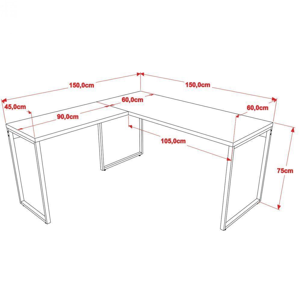 Kit Mesa Para Escritório Em L Com 2 Estantes Carvalho - 2