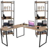 Kit Mesa Para Escritório Em L Com 2 Estantes Carvalho - 1