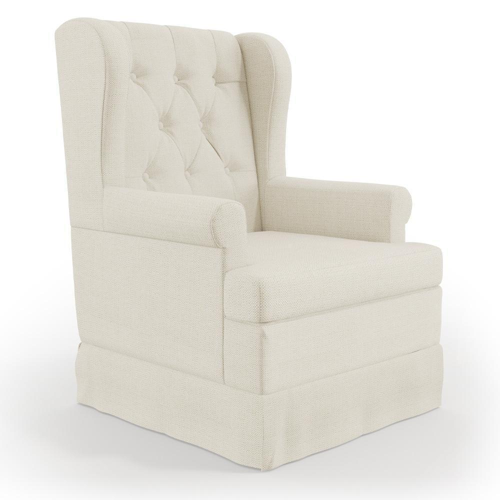 Poltrona E Puff Helena P02 Capitonê Linho Champagne - 2