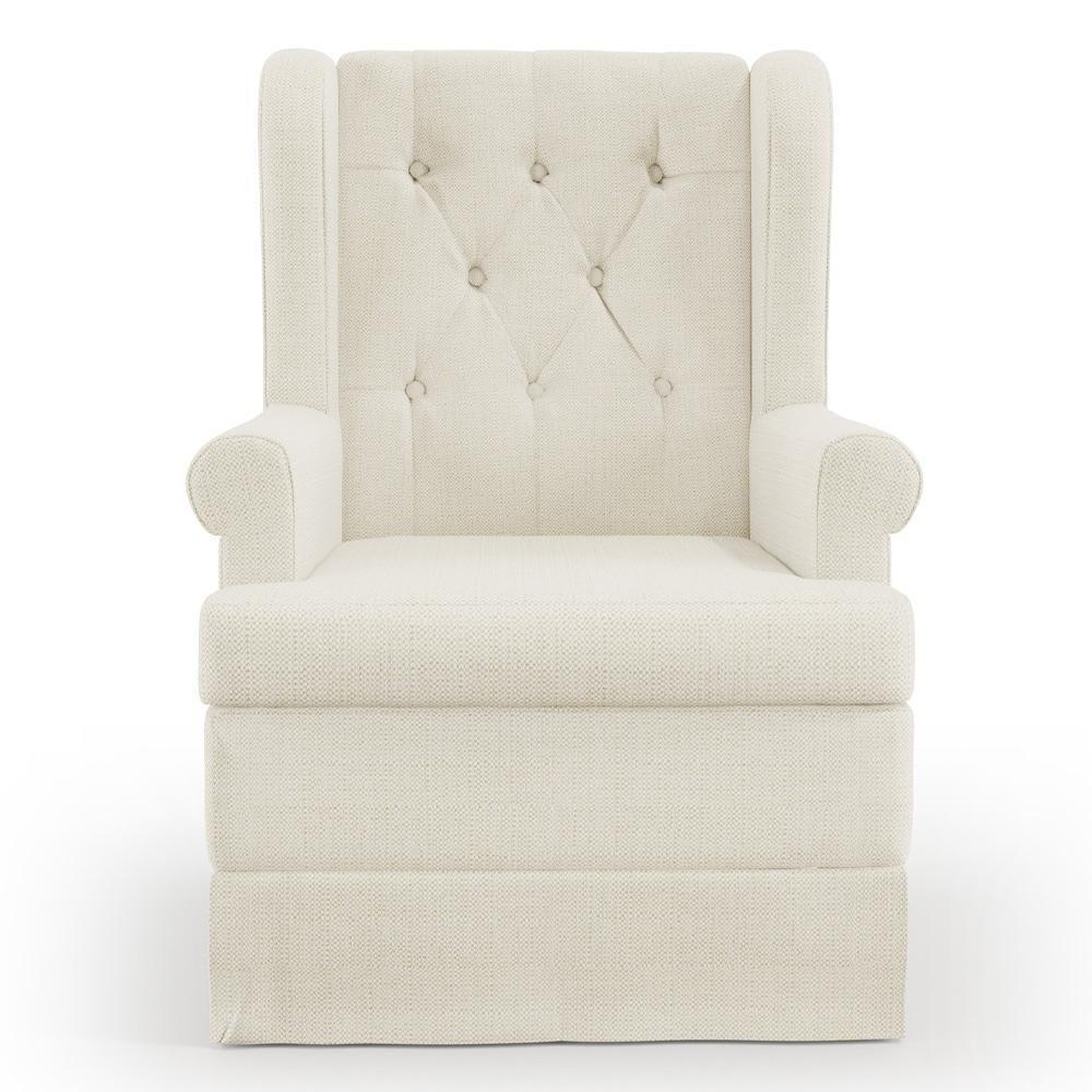 Poltrona E Puff Helena P02 Capitonê Linho Champagne - 7