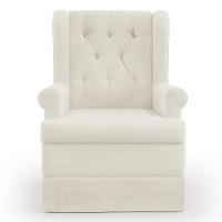 Poltrona E Puff Helena P02 Capitonê Linho Champagne - 7