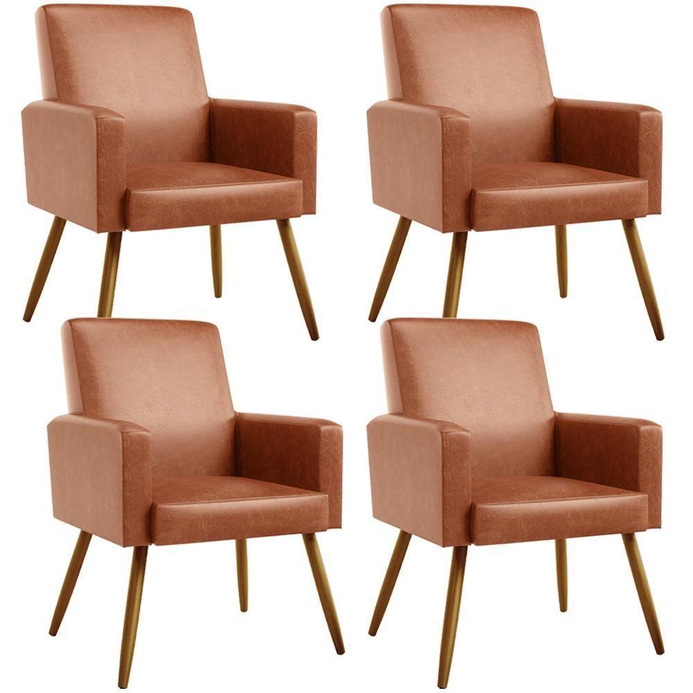 Kit 04 Poltronas Maria Pés Palito Couríssimo Camel - 1