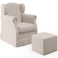 Poltrona E Puff Elisa P02 Linho Cru - 1