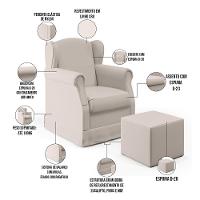 Poltrona E Puff Elisa P02 Linho Cru - 5