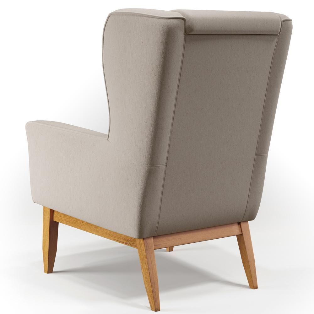 Poltrona Fixa Base De Madeira Milena D02 Linho Bege C-107 - 3