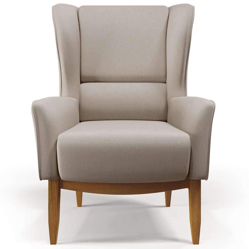 Poltrona Fixa Base De Madeira Milena D02 Linho Bege C-107 - 6