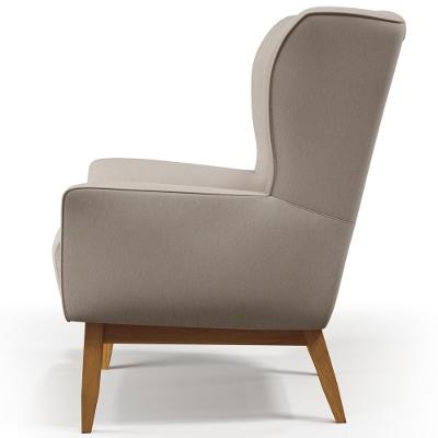 Poltrona Decorativa Fixa Milena D02 Linho Bege Lyam Decor