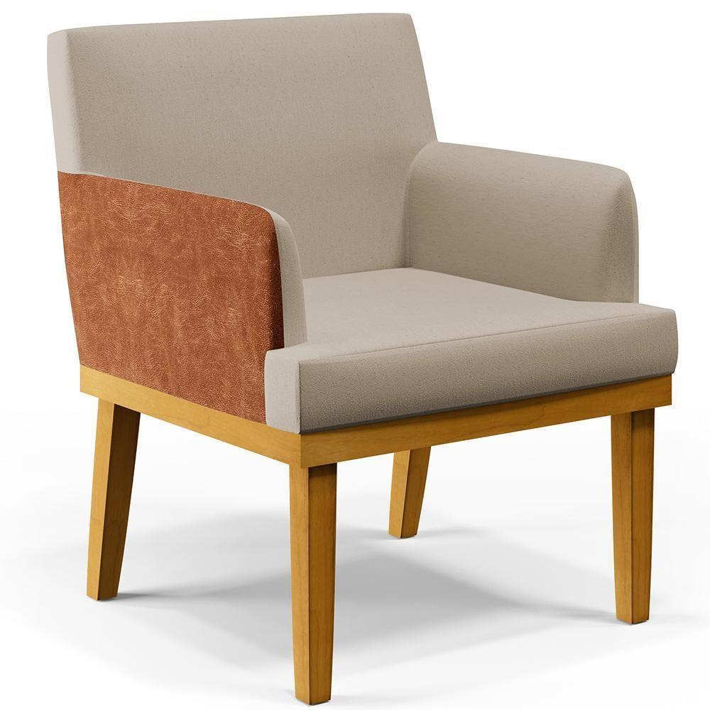 Poltrona Base Mel Beatriz Linho Bege Couríssimo Camel - 1