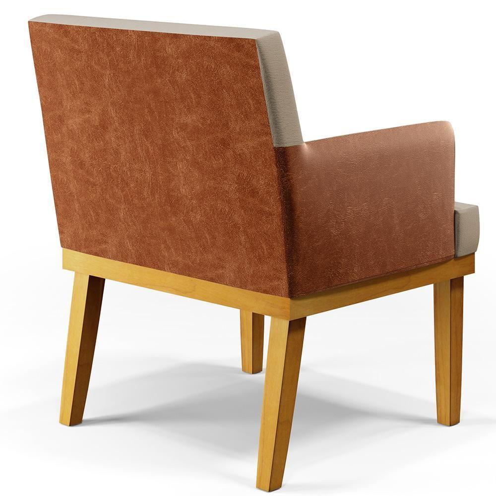 Poltrona Base Mel Beatriz Linho Bege Couríssimo Camel - 3