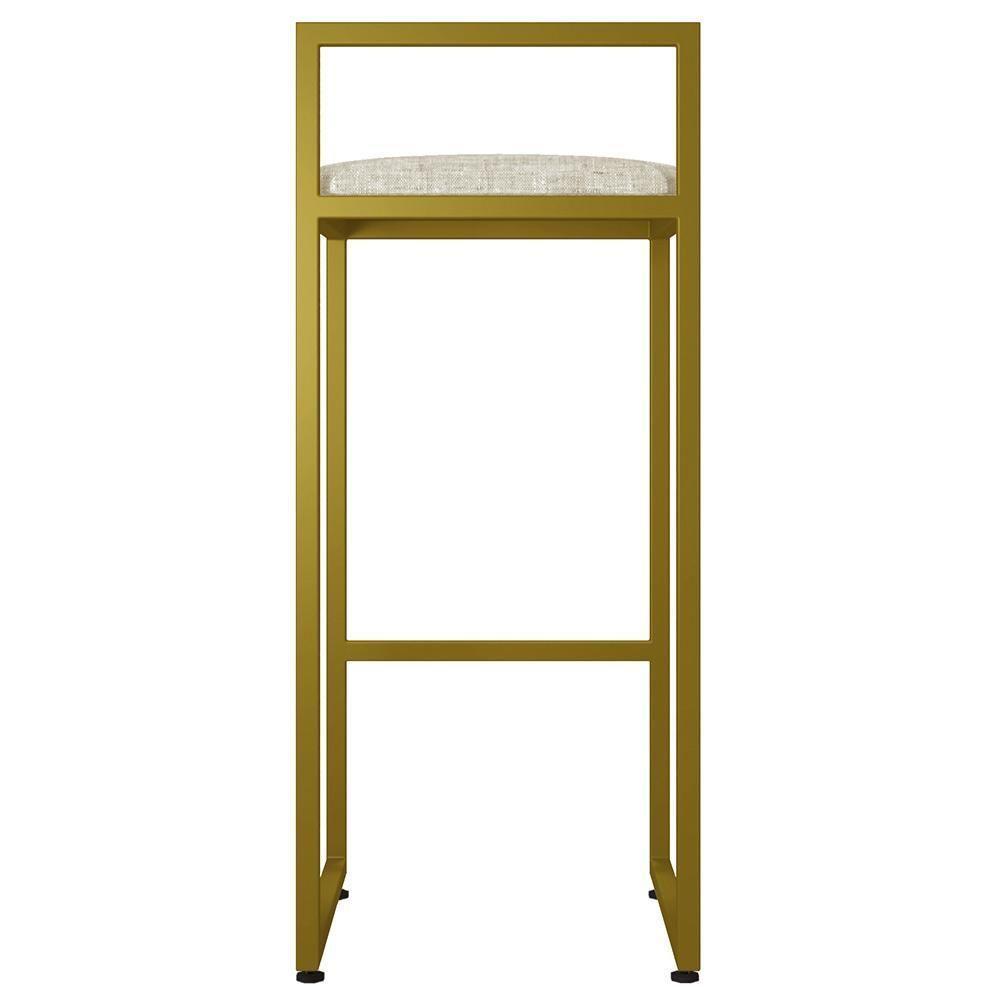 Kit 03 Banquetas Alta Hanna Dourado Linho Cru - 3