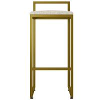 Kit 03 Banquetas Alta Hanna Dourado Linho Cru - 5