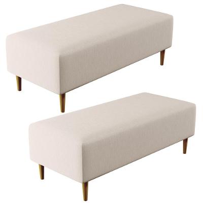 Kit 02 Puffs Bali W01 Pés Palito 120x50 Cm Linho Cru