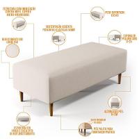 Kit 02 Puffs Bali W01 Pés Palito 120x50 Cm Linho Cru - 7