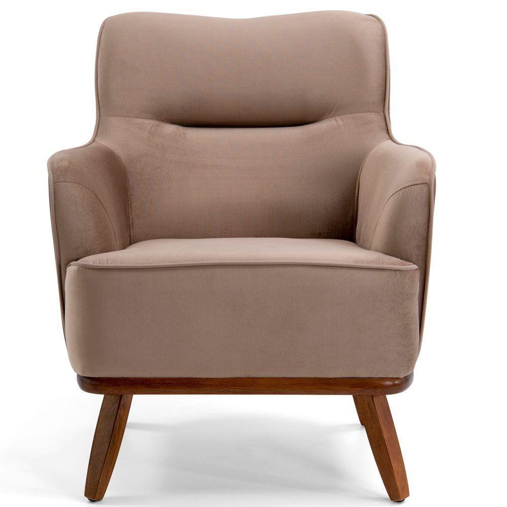 Poltrona Base Isabella Veludo Bege Escuro - 3