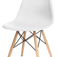 Kit 04 Cadeiras Decorativas Eiffel Charles Eames F03 Branco Com Pés De Madeira - Lyam Decor - 3