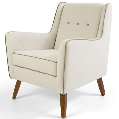 Poltrona Com Pés De Madeira Taroba Algodão Bege C-381