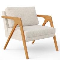 Kit 02 Poltronas Sala Estrutura L02 Linho Champagne - 7