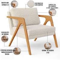 Kit 03 Poltronas Pietra L02 Linho Champagne - 6