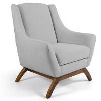 Kit 02 Poltronas Fixa Base De Madeira Linho Cru - 8