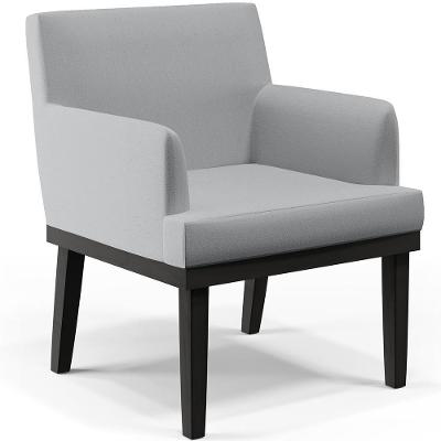 Poltrona Decorativa Para Sala De Estar Base Preto Beatriz W01 Linho Cinza