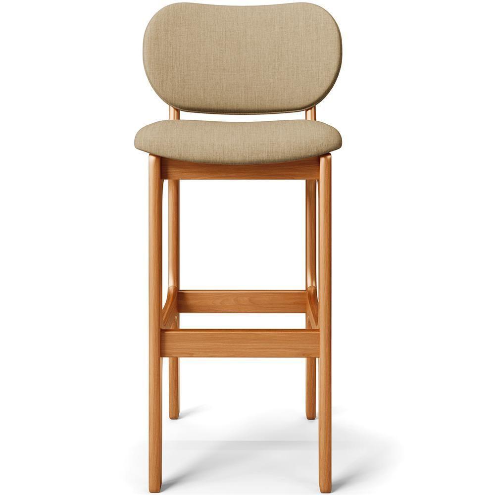 Kit 3 Banquetas Alta Betta Imbuia Linho Bege Escuro - 4