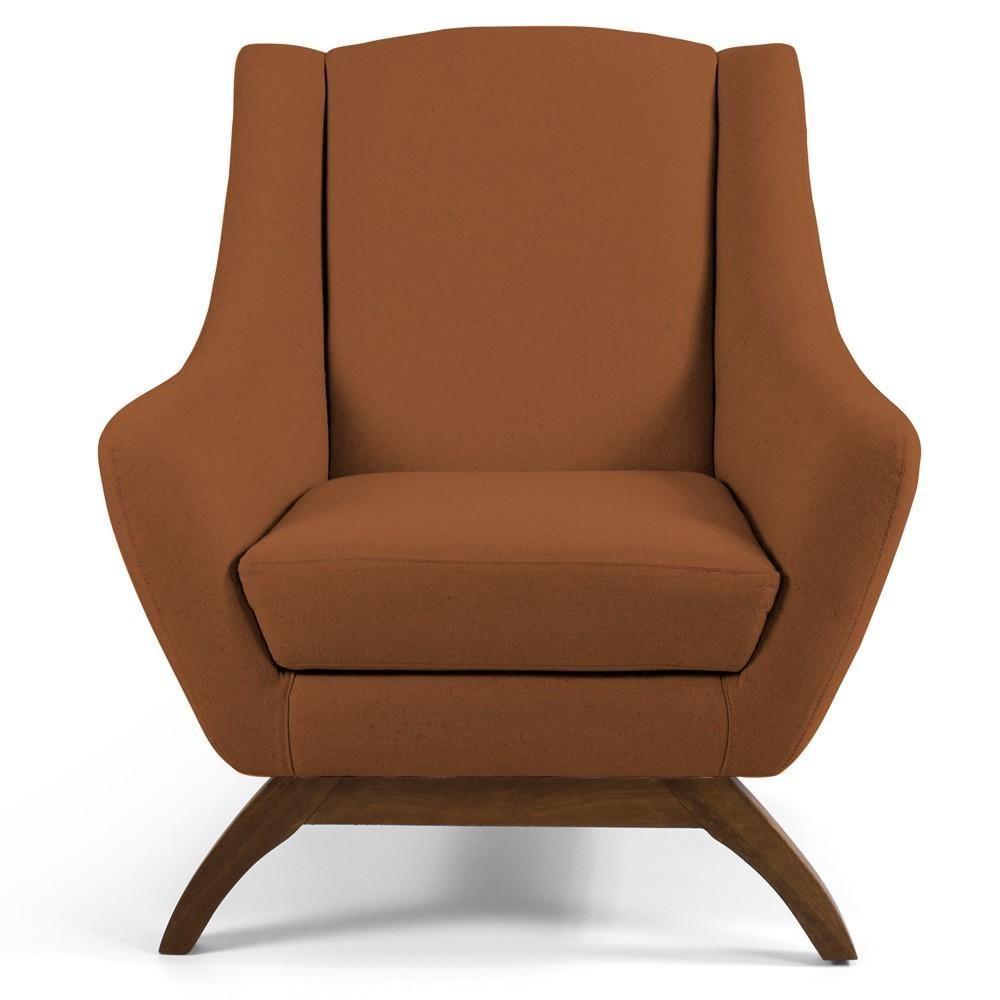 Poltrona Fixa Base De Madeira Veludo Telha C-262 - 3