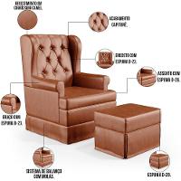 Poltrona E Puff Helena P02 Capitonê Couríssimo Camel - 6