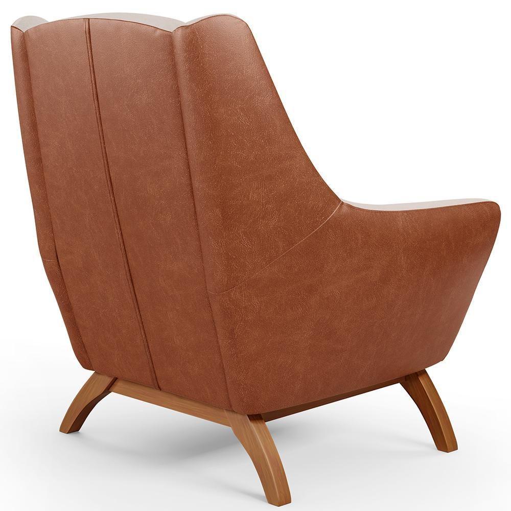 Poltrona Base Em Madeira Camel B-14 Linho Cru C-443 - 2