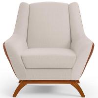 Poltrona Base Em Madeira Camel B-14 Linho Cru C-443 - 6