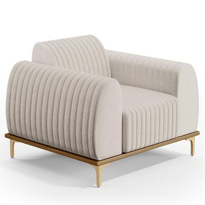 Poltrona Decorativa Molino D02 Linho Cru C-443 Bege Lyam Decor