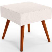 Kit 02 Puffs Banqueta Decorativa Com Pés Palito Linho Cru - 5
