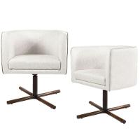 Kit 02 Poltronas Giratória Base X Betina D02 Creme A-48 - 1