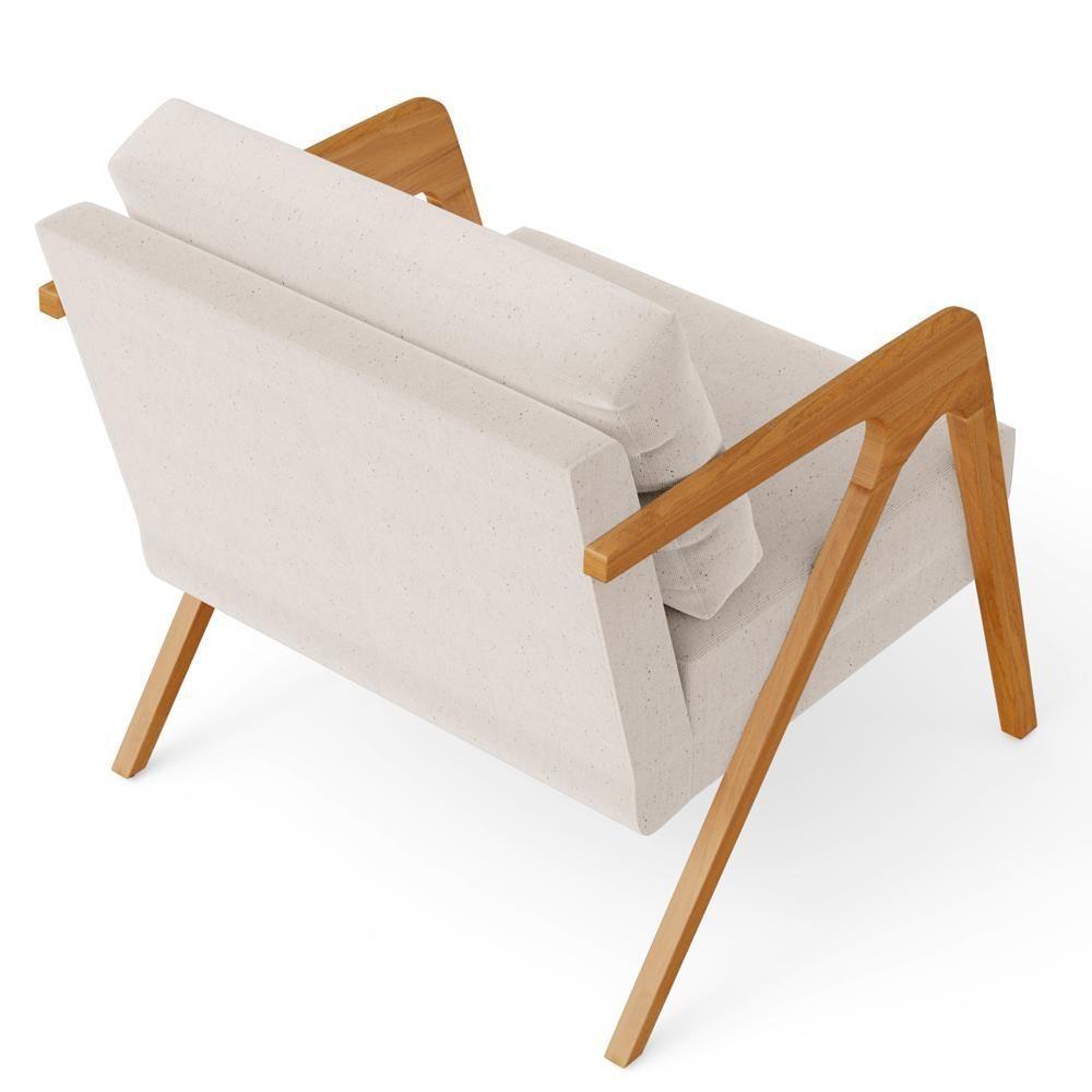 Kit 02 Poltronas Estrutura De Madeira L02 Linho Cru - 2