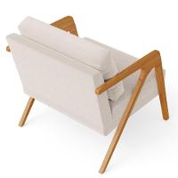 Kit 02 Poltronas Estrutura De Madeira L02 Linho Cru - 2