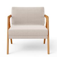 Kit 02 Poltronas Estrutura De Madeira L02 Linho Cru