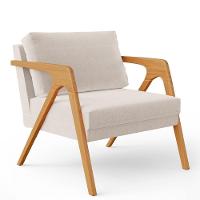 Kit 02 Poltronas Estrutura De Madeira L02 Linho Cru - 7